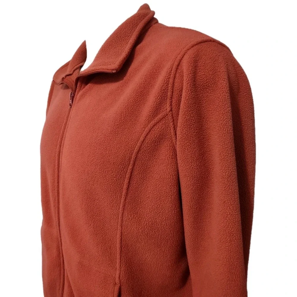 Cabelas Fleece Jacket 2XL Mens Gorp Cabin Core Orange Full Zip Mock Neck Coat